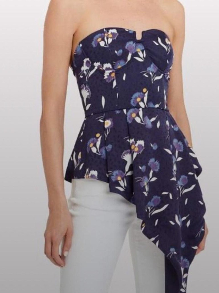 Self-Portrait Floral Botanical Asymmetric Bustier Top